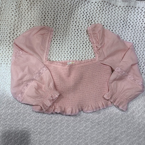 Wilfred WOMENS PINK MEDIUM Puff sleeves Crop Blouse - Picture 12 of 12